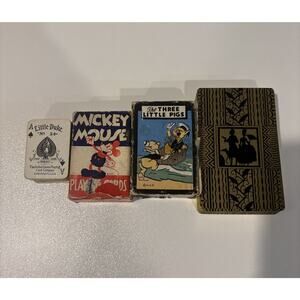 Vintage Playing Card Lot Little Duke Miniature, Three Little Pigs, Mickey Mouse